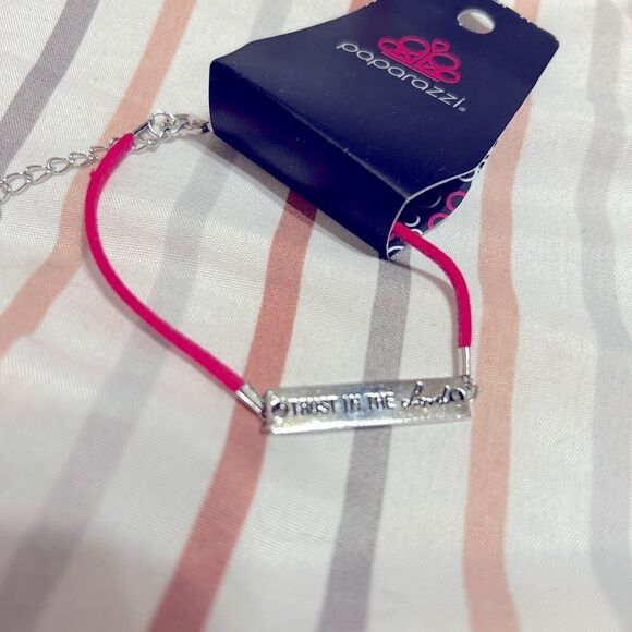 Paparazzi Silver and Red Bracelet - Picture 1 of 9